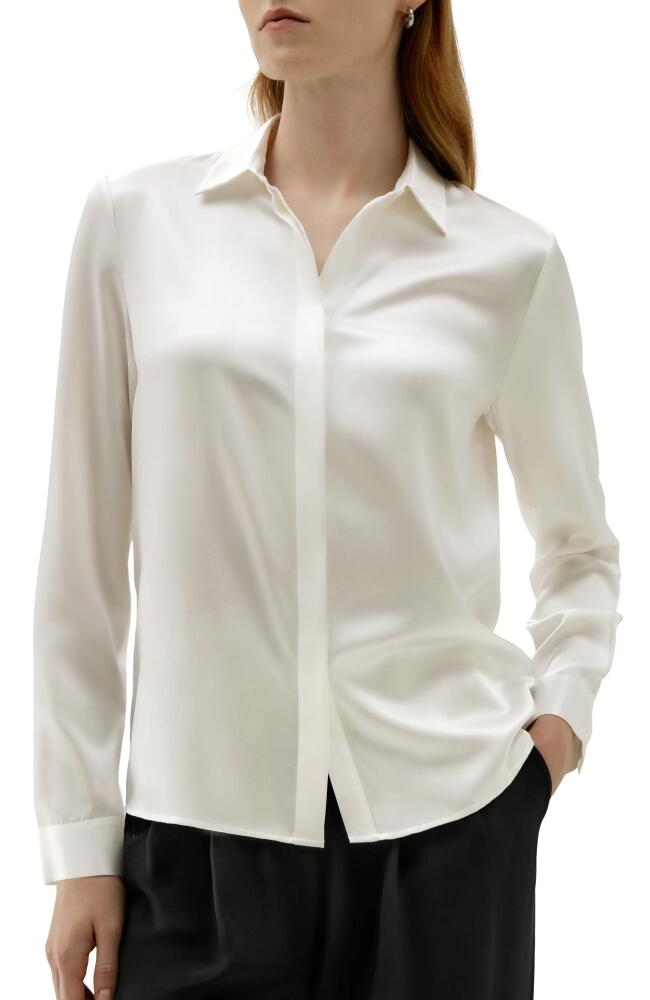 Lilysilk Basic Concealed Placket Silk Shirt in Natural White Cover