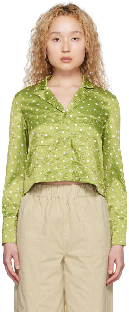 GANNI Green Crinkled Shirt Cover