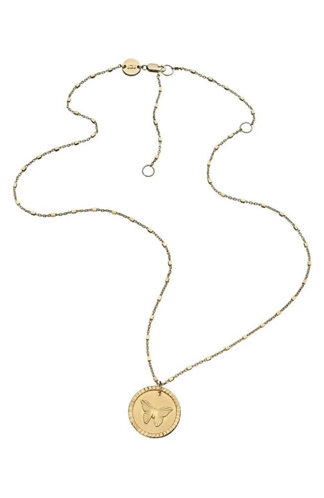 Jennifer Zeuner Amelia Butterfly Coin Pendant Necklace in Yellow Gold Cover