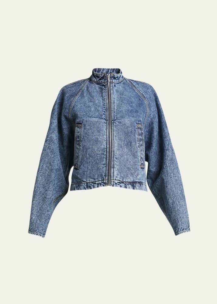 ALAIA Denim Zip-Up Jacket with Rounded Sleeves Cover