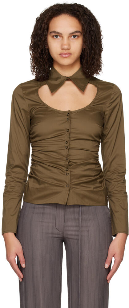 GANNI Brown Cutout Shirt Cover