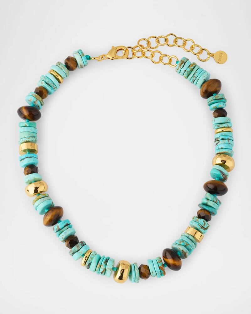 NEST Jewelry Turquoise Gemstone Strand Necklace with Tigers Eye Cover