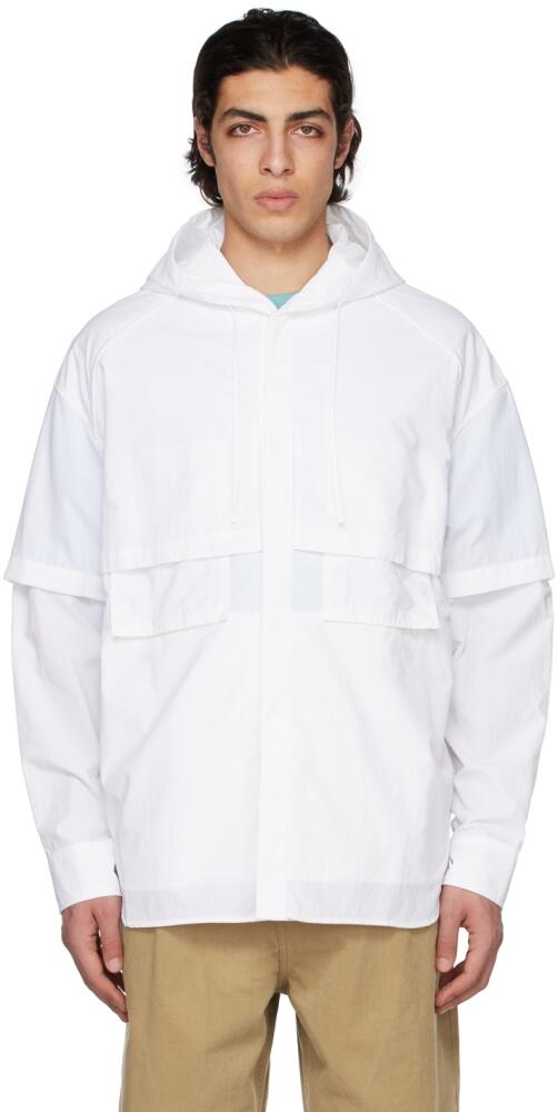 Juun.J White Double Sleeve Hoody Shirt Cover