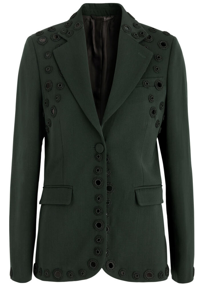 Wales Bonner Iris Mirror-embellished Wool-blend Blazer - Green Dark Cover