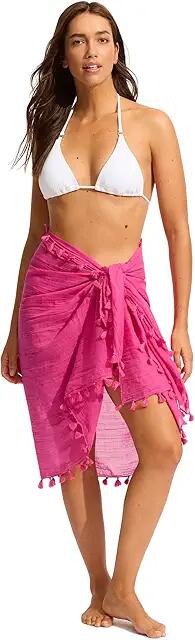 Seafolly Cotton Gauze Sarong (Beach Edit Hot Pink) Women's Swimwear Cover