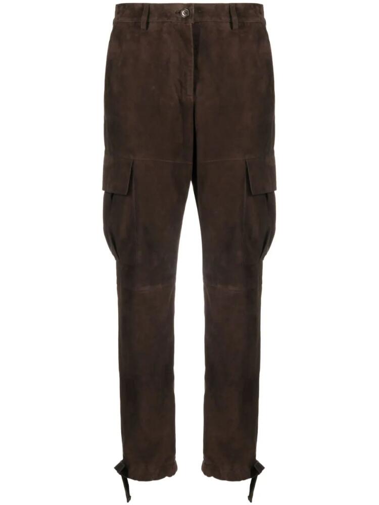 P.A.R.O.S.H. straight-leg suede trousers - Brown Cover