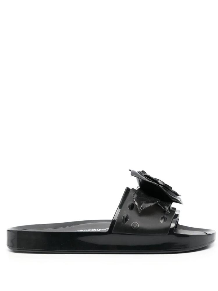 Melissa x Undercover x Melissa Beach Slide rose-appliqué slides - Black Cover