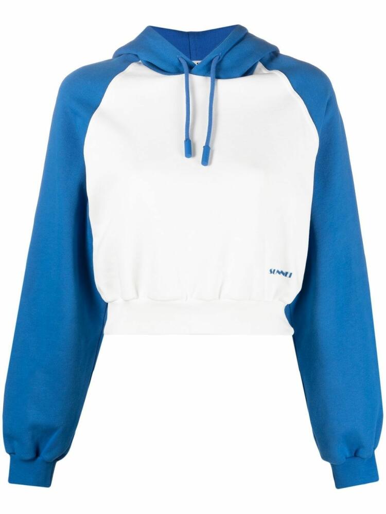 Sunnei logo-print panelled hoodie - Blue Cover