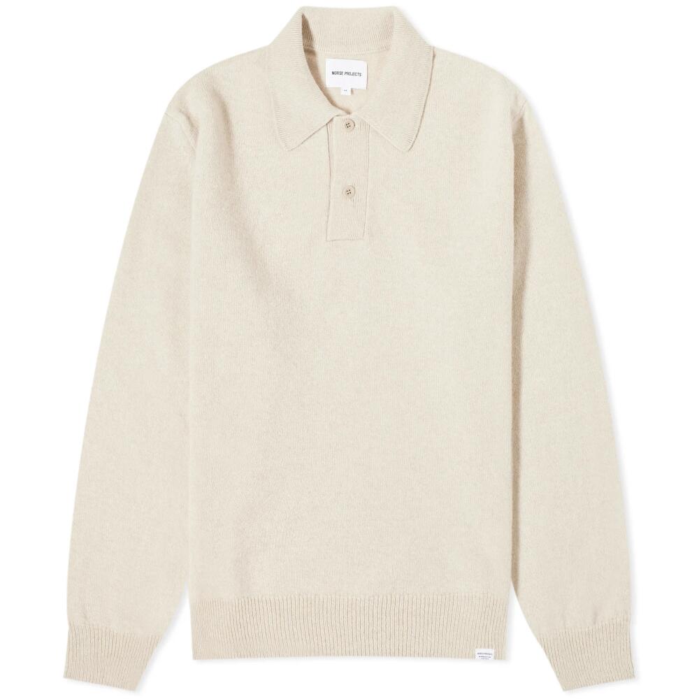 Norse Projects Men's Marco Merino Lambswool Polo Shirt in Oatmeal Cover