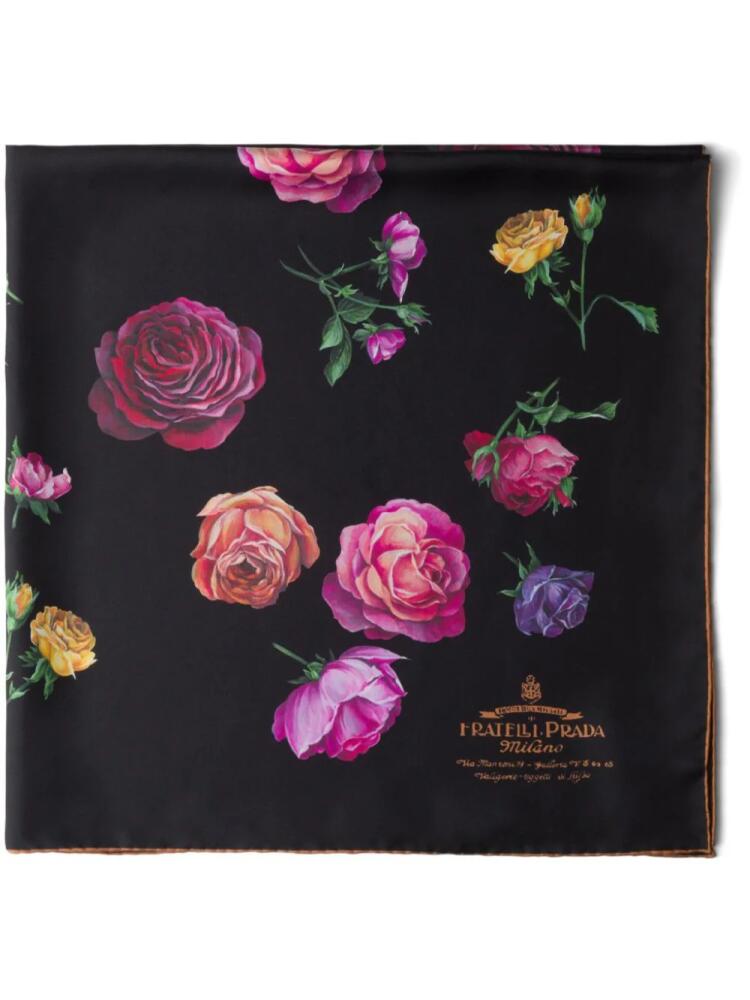 Prada floral-print silk scarf - Black Cover