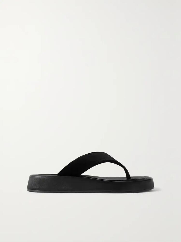 The Row - Ginza Leather And Velvet Platform Flip Flops - Black Cover