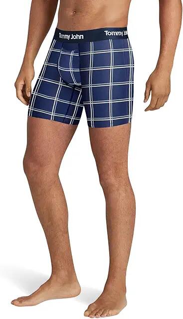 Tommy John Second Skin Mid-Length Boxer Brief 6 (Blueprint Windowpane) Men's Underwear Cover