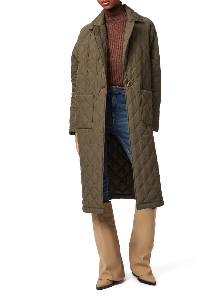 Bernardo Diamond Quilted Long Coat in Olive Cover