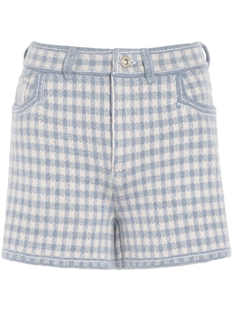 Barrie gingham-check cashmere-blend shorts - Grey Cover