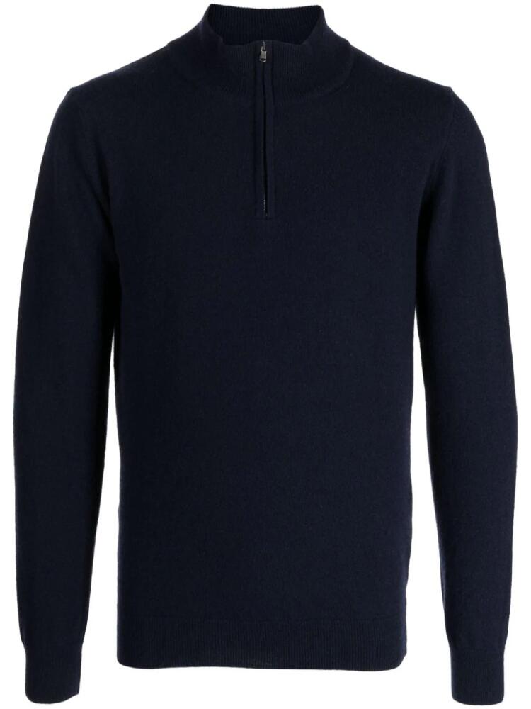 Pringle of Scotland quarter-zip merino-cashmere jumper - Blue Cover