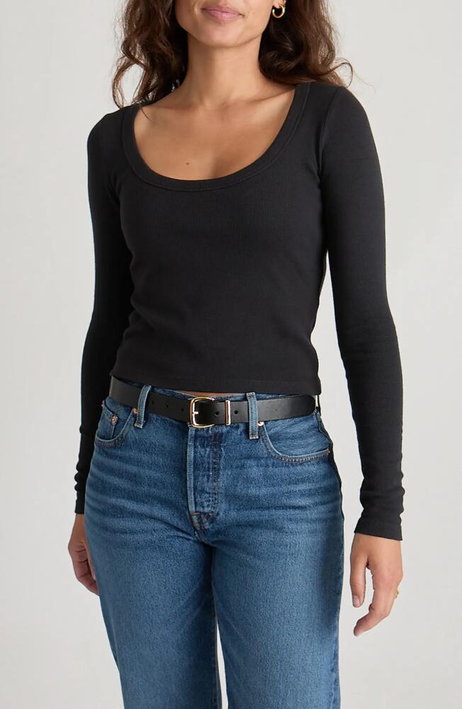 Marine Layer Lexi Sun-In Long Sleeve Rib T-Shirt in Faded Black Cover