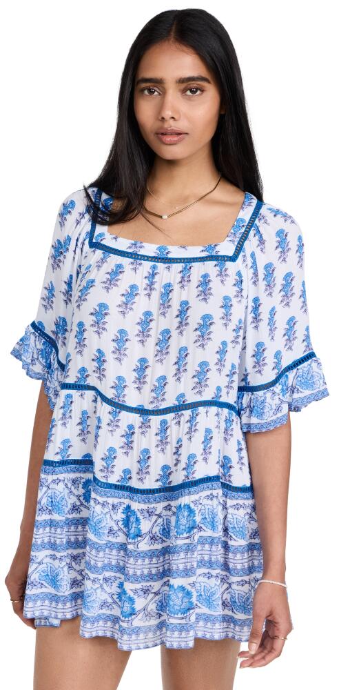 Playa Lucila Drop Waist Border Print Dress Blue Border Print Cover