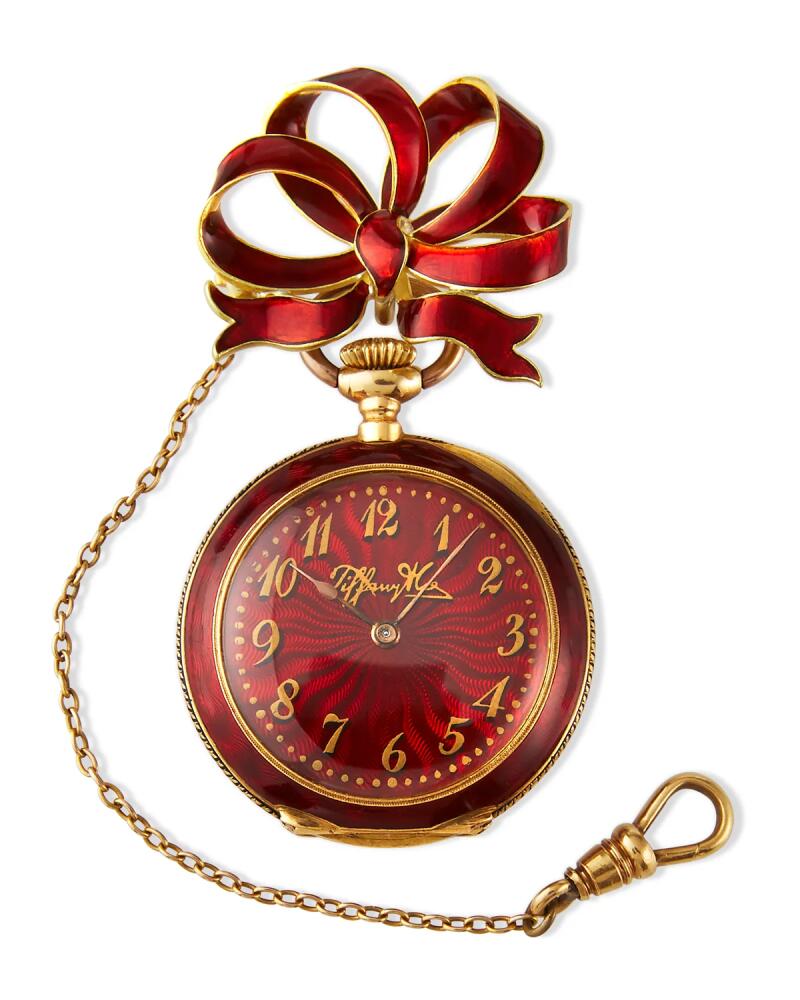 NM Estate Estate Red Enamel Bow Pocket Watch Cover