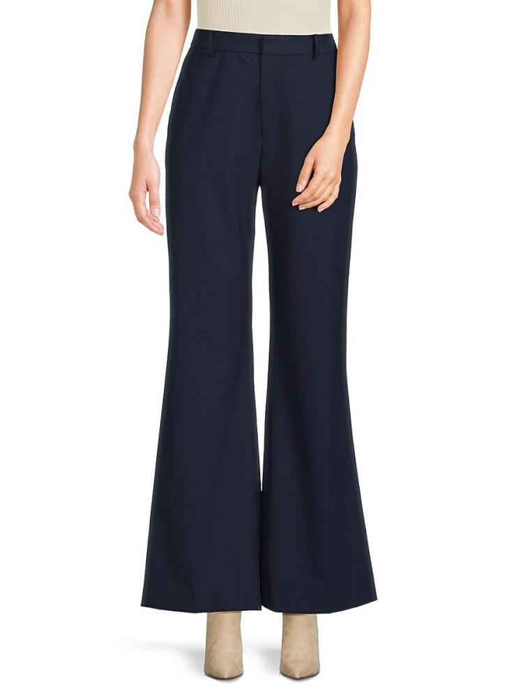 BCBGMAXAZRIA Women's Flat Front Flared Pants - Navy Cover