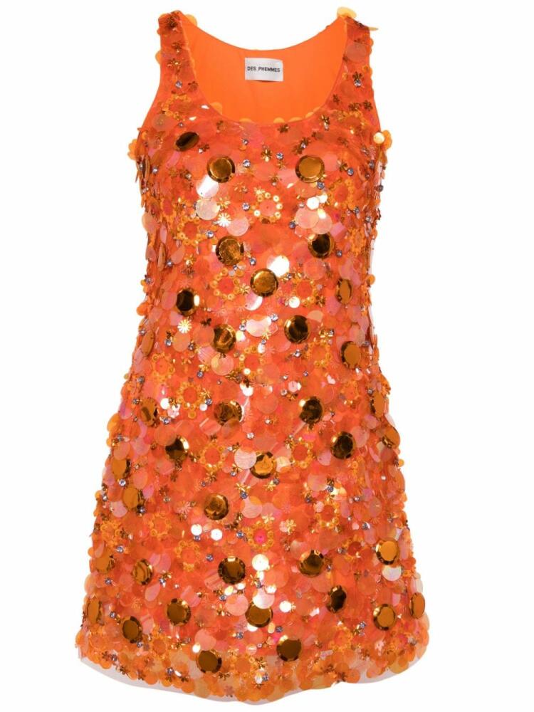 DES PHEMMES sequin-design sleeveless minidress - Orange Cover