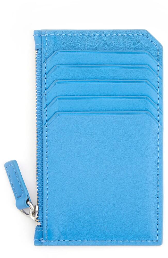 ROYCE New York Zip Leather Card Case in Light Blue Cover