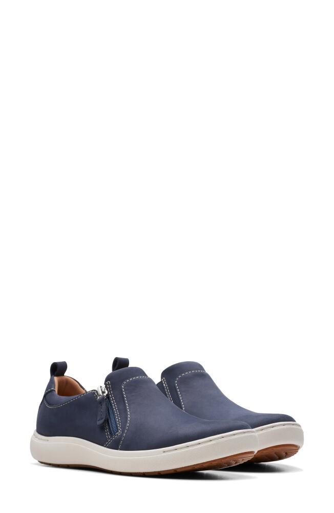 Clarks(r) Nalle Lilac Slip-On Sneaker in Navy Nubuc Cover