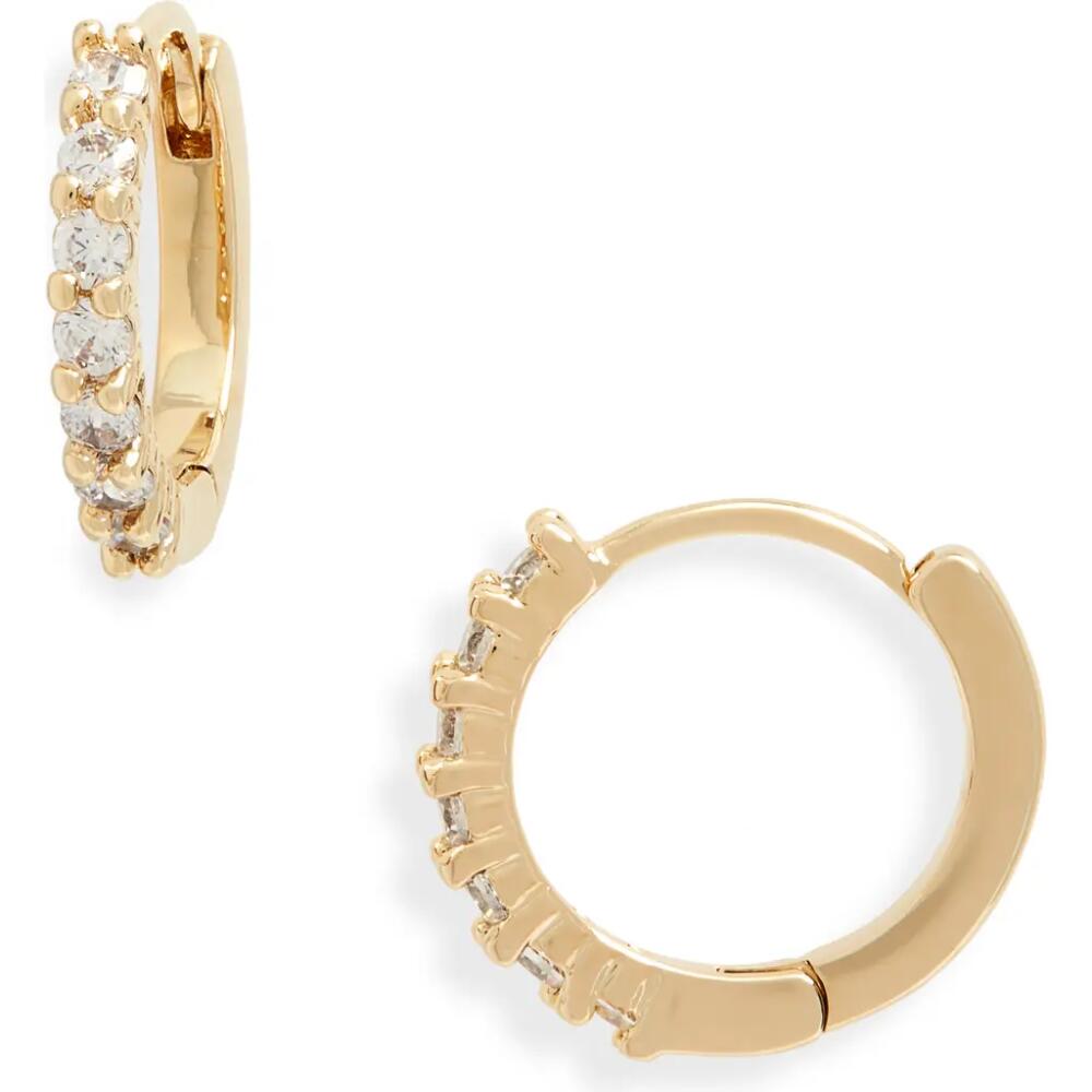 Nordstrom Crystal Huggie Hoop Earrings in Clear- Gold Cover