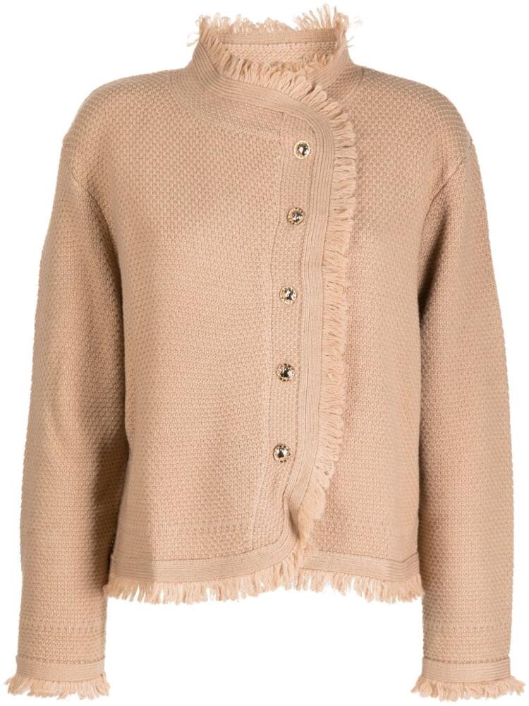 b+ab fringed waffle-knit cardigan - Neutrals Cover