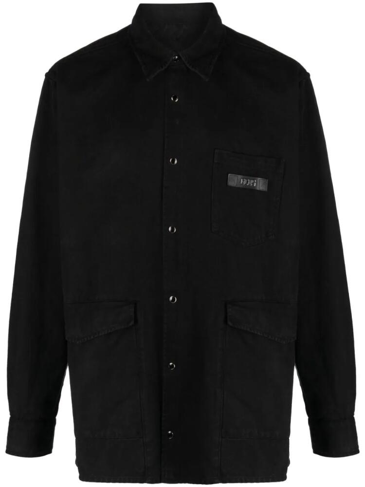 GCDS logo-patch cotton shirt - Black Cover