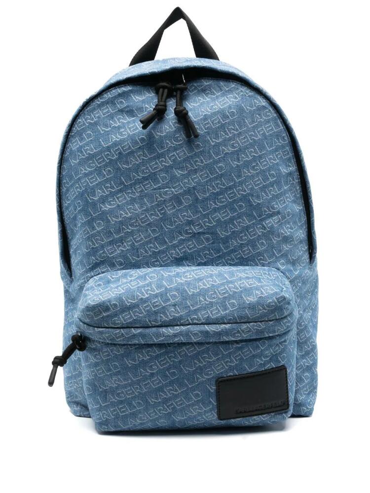 Karl Lagerfeld monogram-print denim backpack - Blue Cover