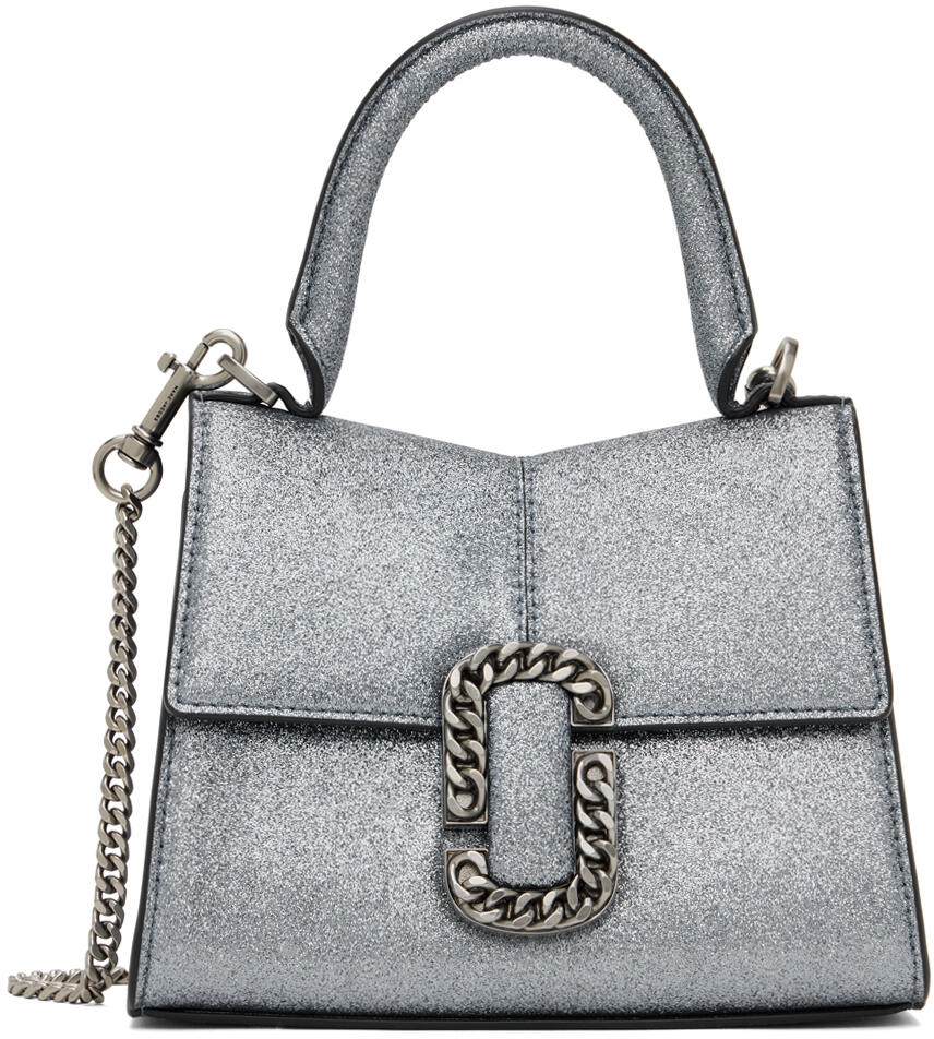 Marc Jacobs Silver 'The Galactic Glitter St. Marc Mini' Top Handle Bag Cover