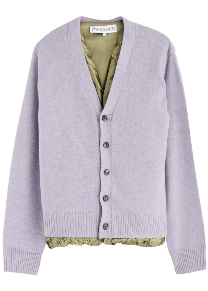 JW Anderson Padded Wool Cardigan - Purple Cover