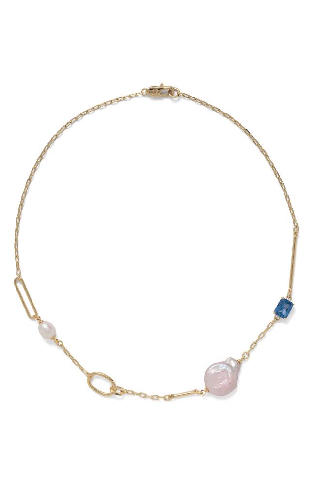 Lady Grey Nova Necklace in Gold/Blue Zircon/Blush Pearl Cover