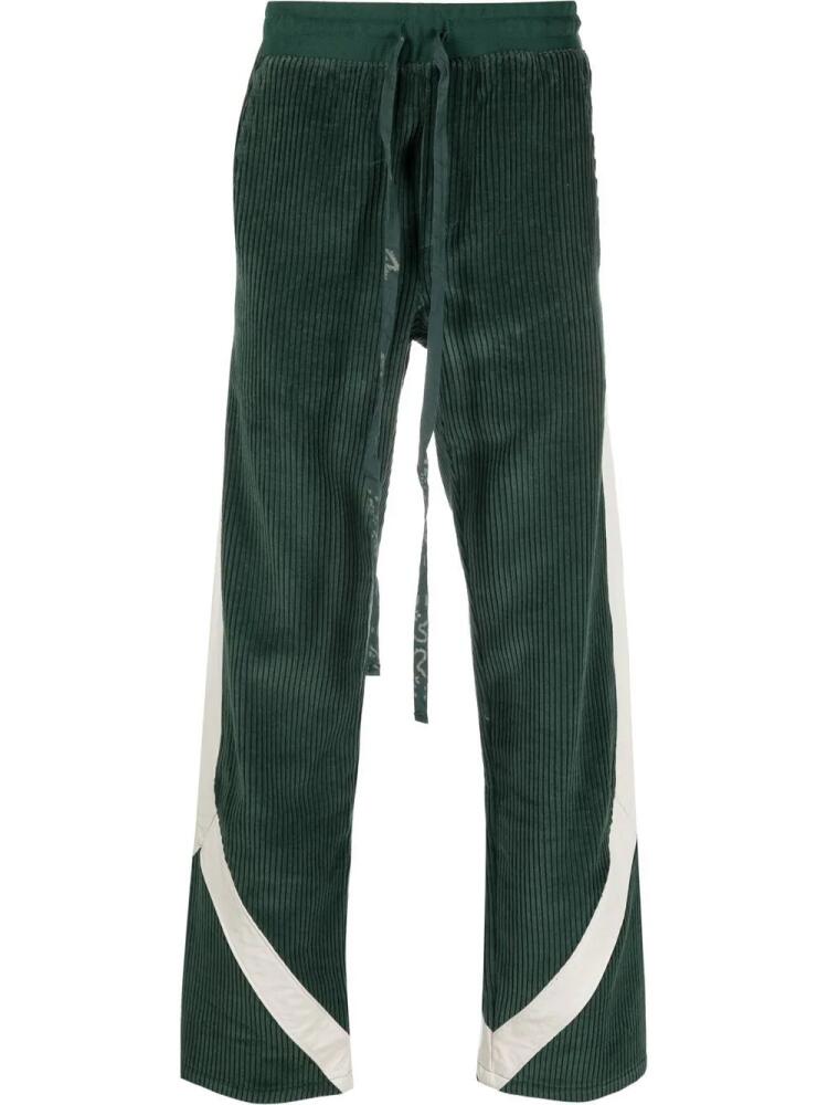 RHUDE striped corduroy track pants - Green Cover