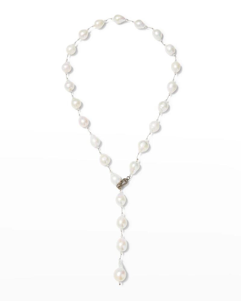 Margo Morrison Pearl Lariat with Diamond Snake Clasp Cover