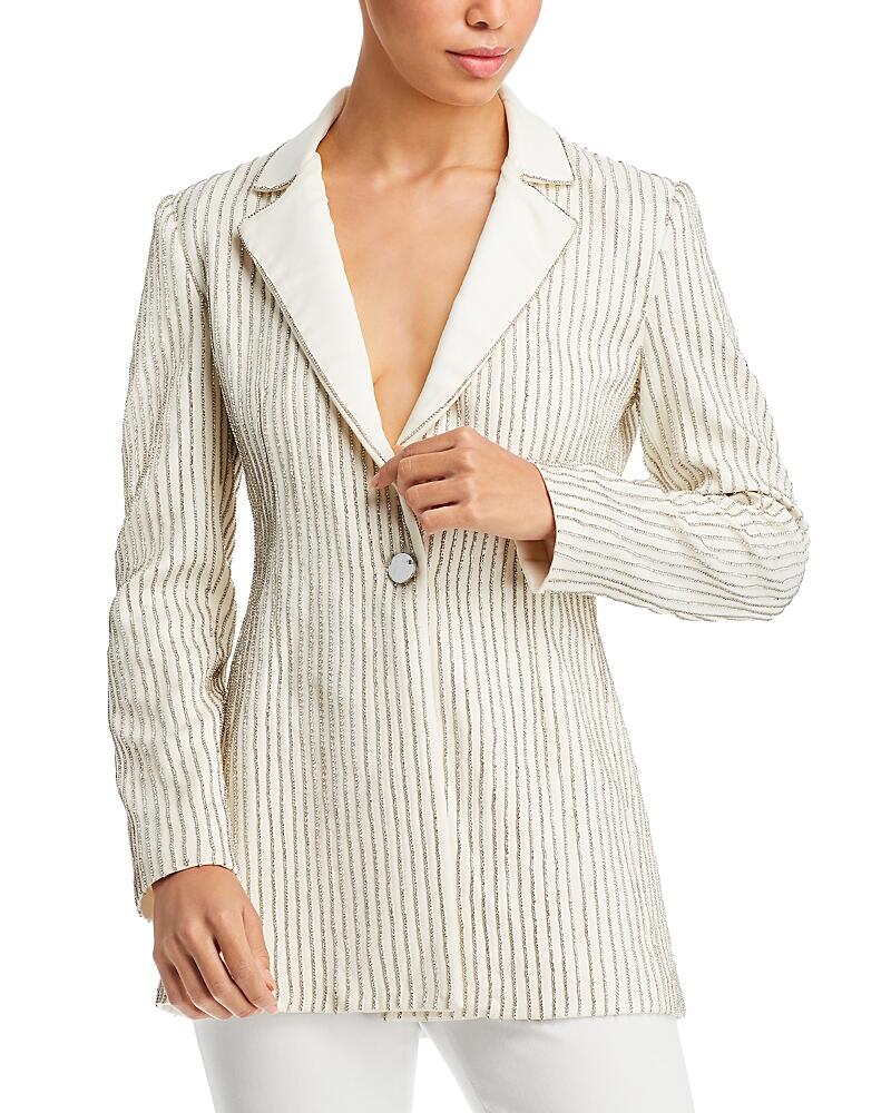 Alice and Olivia Yona Embellished Pinstripe Blazer Cover