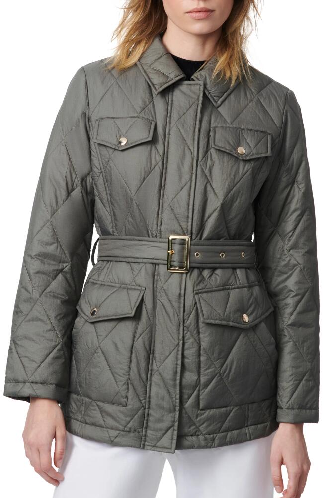 Bernardo Diamond Quilted Jacket in Pale Olive Cover