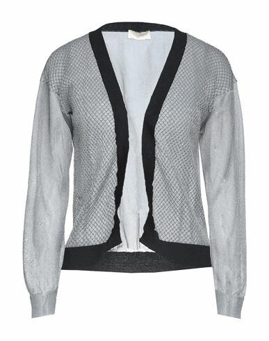 Momoní Woman Cardigan Silver Polyester, Elastane Cover