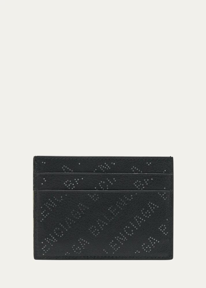 Balenciaga Men's Typographic Leather Card Holder Cover