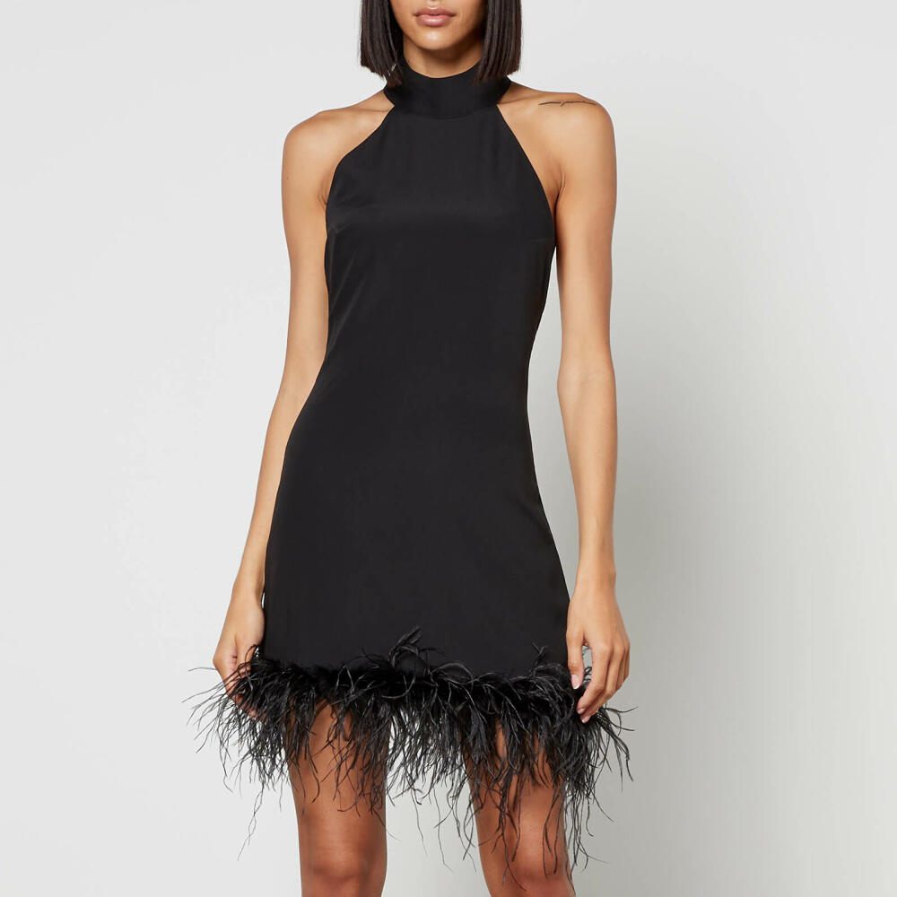 De La Vali A Fuego Crepe and Ostrich Feather Mini Dress Cover