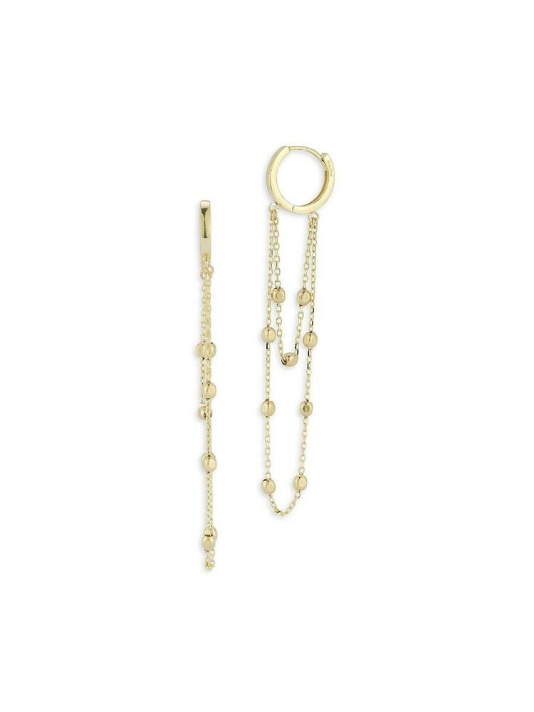 Saks Fifth Avenue Women's 14K Yellow Gold Beaded Double Chain Huggie Hoop Earrings Cover