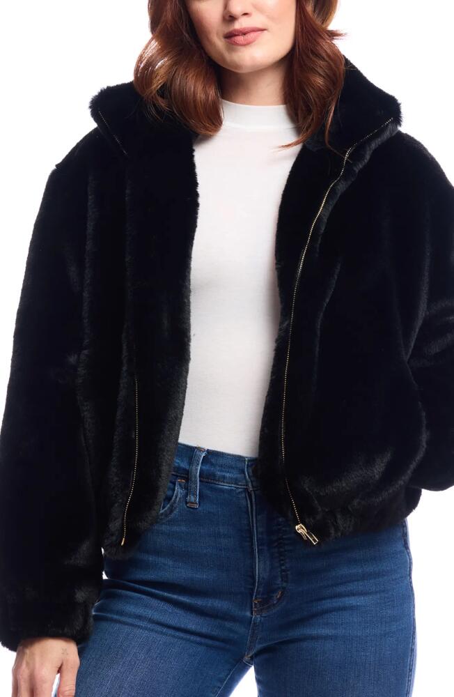 DONNA SALYERS FABULOUS FURS Back to Basics Faux Fur Bomber Jacket in Black Cover