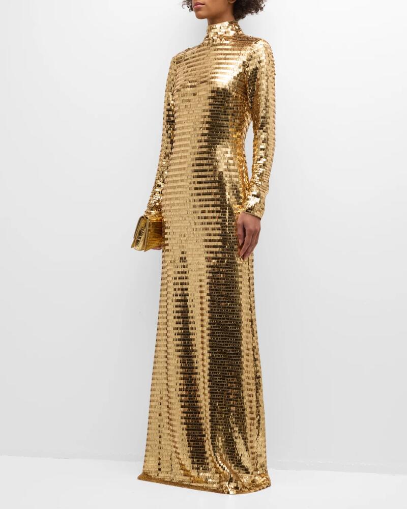 SIMONMILLER Sequin Sculpty High-Collar Maxi Dress Cover