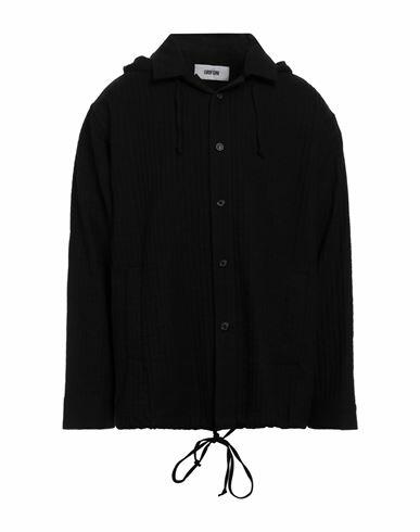 Grifoni Man Shirt Black Cotton, Virgin Wool Cover