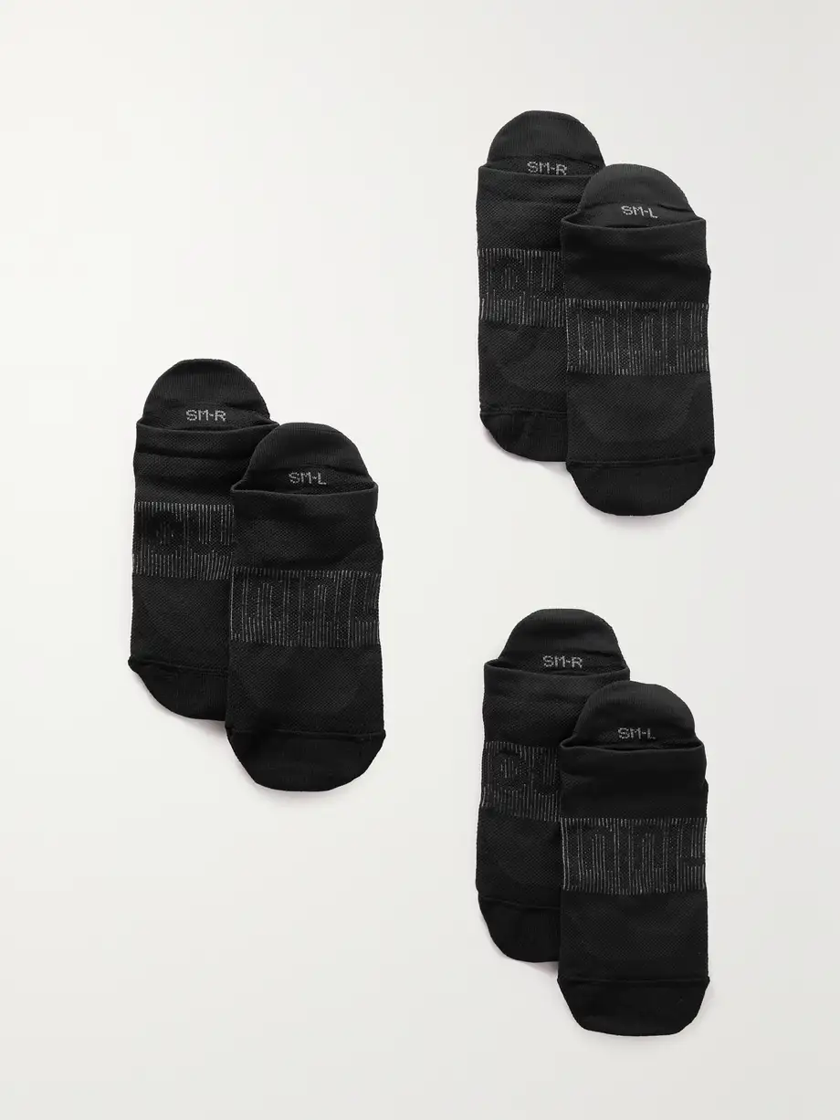 lululemon - Power Stride Set Of Three Stretch-knit Socks - Black Cover