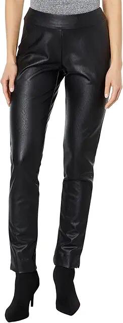 Krazy Larry Back Slit Pleather Pants (Black) Women's Clothing Cover