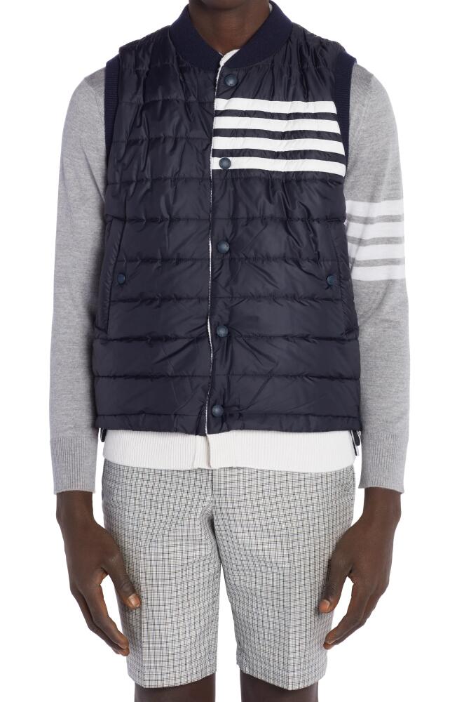 Thom Browne 4-Bar Cashmere & Nylon Reversible Vest in Navy Cover