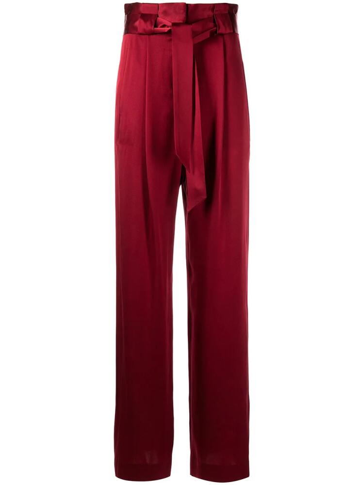 Michelle Mason high-waisted pleated silk trousers - Red Cover