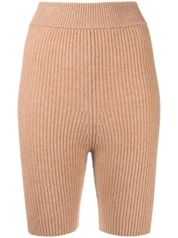 Cashmere In Love Mira ribbed merino-cashmere shorts - Brown Cover