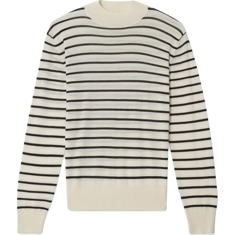 BLK DNM Stripe Wool & Silk Sweater in White Cover